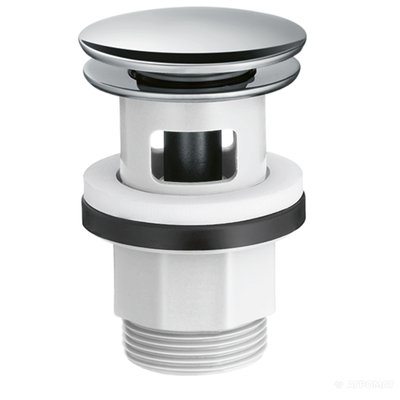 Донний клапан для умивальників з переливом push-open, хром (50105000) 50105000 фото