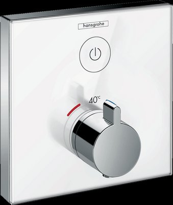 Термостат прихованого монтажу ShowerSelect Glass на 1 клавішу, білий/хром (15737400) 15737400 фото