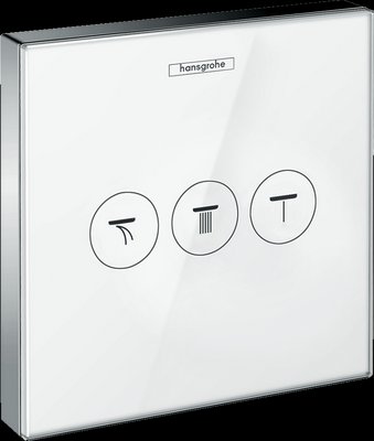 Перемикач ShowerSelect Glass на 3 клавіші, колір білий/хром (15736400) 15736400 фото